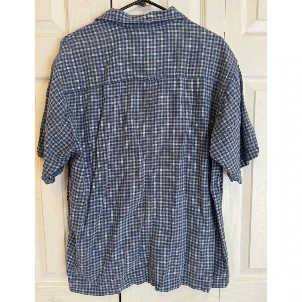 The North Face Shirt Blue Plaid Short Sleeve A5 Series Button Up Casual Men's L